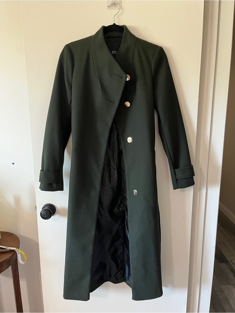 River Island dark khaki peacoat
